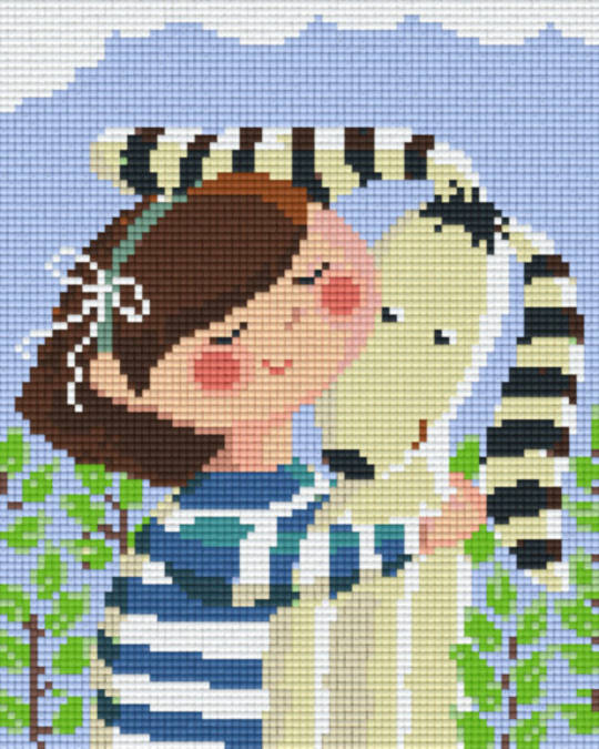 Girl Hugging Dog Four [4] Baseplatge PixelHobby Mini-mosaic Art Kit
